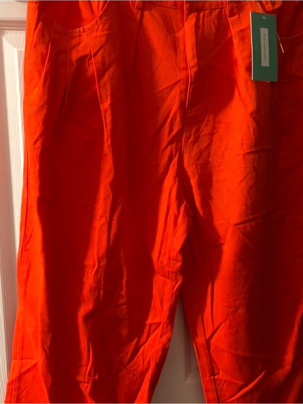 Bright Orange High-Waist Trousers